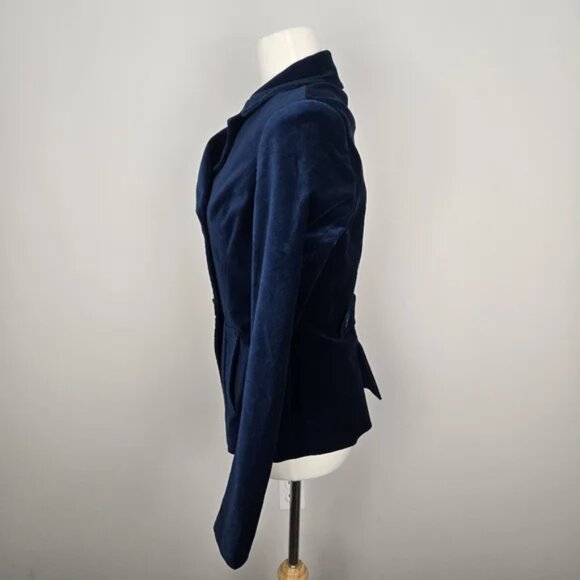 Bebe Blue Velvet Double Breasted Blazer Size Medium - Picture 8 of 17